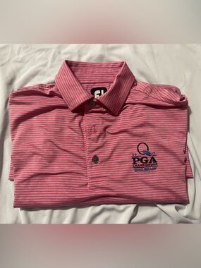 Footjoy PGA Championship Pink Striped Golf Polo